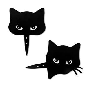halloween black cat decorations peeping animal metal art halloween home decor outdoor ornaments cat courtyard lawn gift ideal for cat lovers gift animal silhouette set of 2