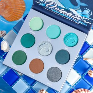Blue Teal Eyeshadow Palette,Blue Green Teal Tone Eyeshadow Pallets,DE’LANCI Pro 9 Shades Matte Shimmer High Pigmented Waterproof Long Lasting Eye Shadow Cool Toned Makeup Palettes for Christmas