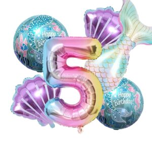 mermaid birthday decoration mermaid balloons kit sea balloon mermaid foil balloon mermaid tail balloons for girls mermaid party (number 5)