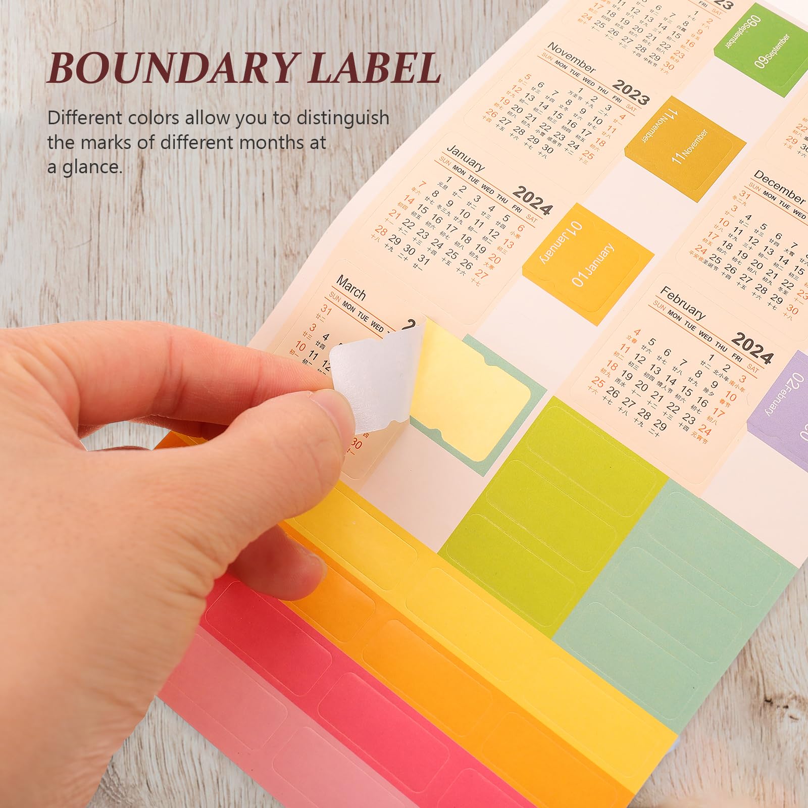 NUOBESTY 2023 Calendar Stickers Monthly Calendar Sticker Adhesive Tabs for Planners Journal Notebook, 12 Sets