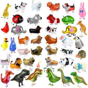 40 pcs walking animal balloons dog dinosaur cow balloons farm animal balloons animal theme birthday party decor for kids' party supplies