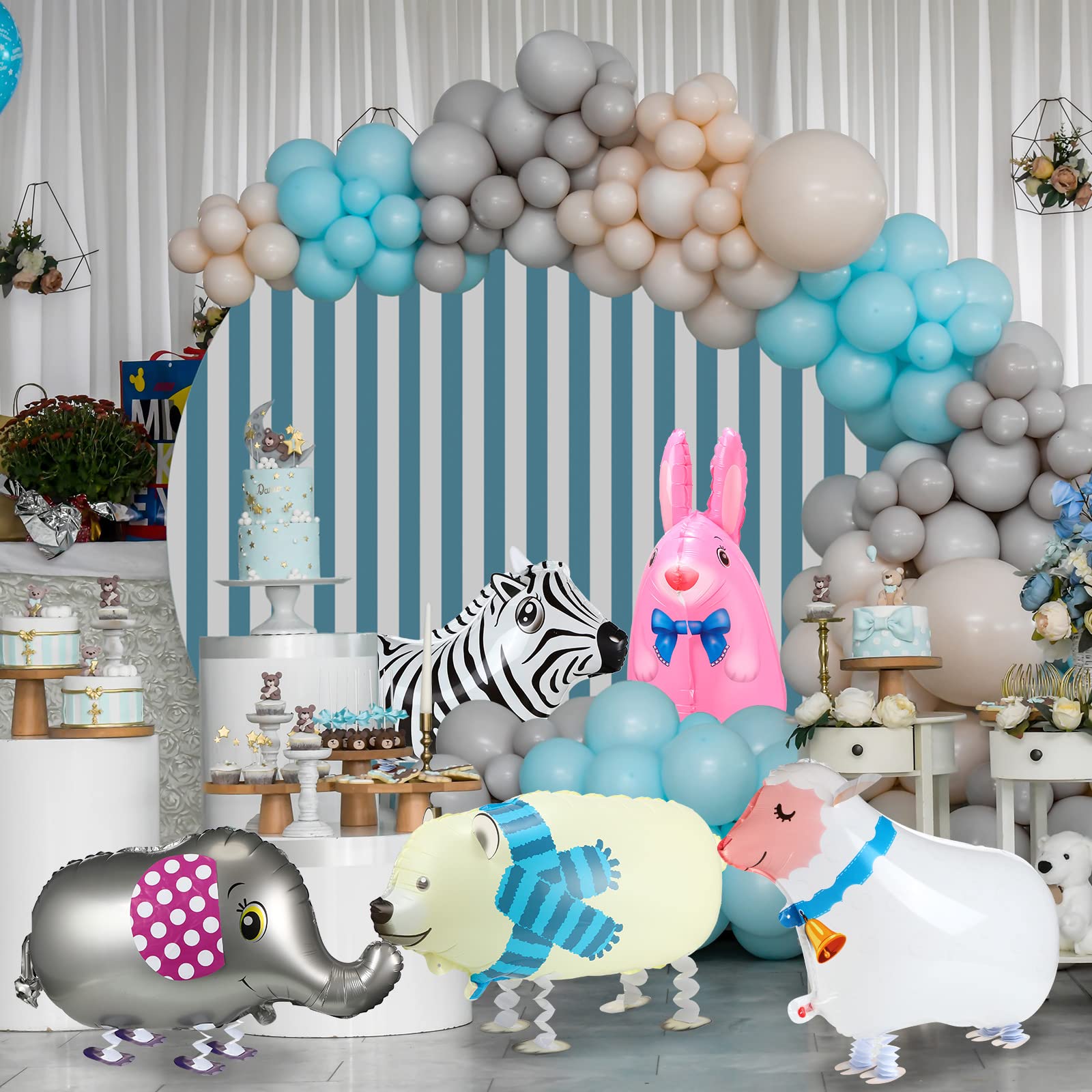 40 Pcs Walking Animal Balloons Dog Dinosaur Cow Balloons Farm Animal Balloons Animal Theme Birthday Party Decor for Kids' Party Supplies