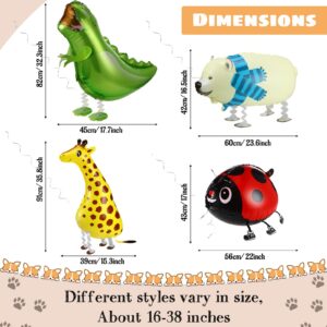 40 Pcs Walking Animal Balloons Dog Dinosaur Cow Balloons Farm Animal Balloons Animal Theme Birthday Party Decor for Kids' Party Supplies