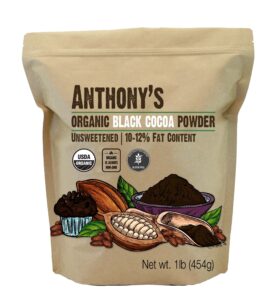 anthony's organic black cocoa powder, 1 lb, unsweetened, dutch processed, gluten free, non gmo