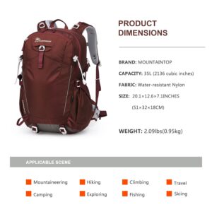 MOUNTAINTOP 35L Hiking Backpack for Women & Man Outdoor Backpack with Rain Cover for Camping, Cycling and Traveling