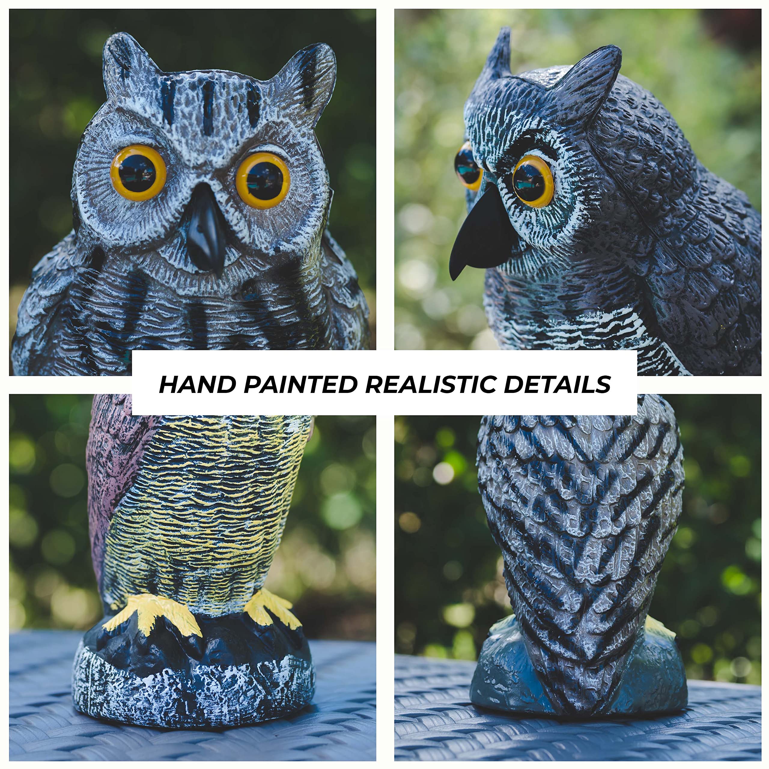 Galashield Owl Decoys to Scare Birds Away | Plastic Owls to Scare Birds Away | Owl Statue for Garden & Outdoors [Set of 3]