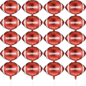 20 pcs football balloons foil field football party decorations aluminum foil football shaped sports balloons for sport themed birthday party decor (22 inch)