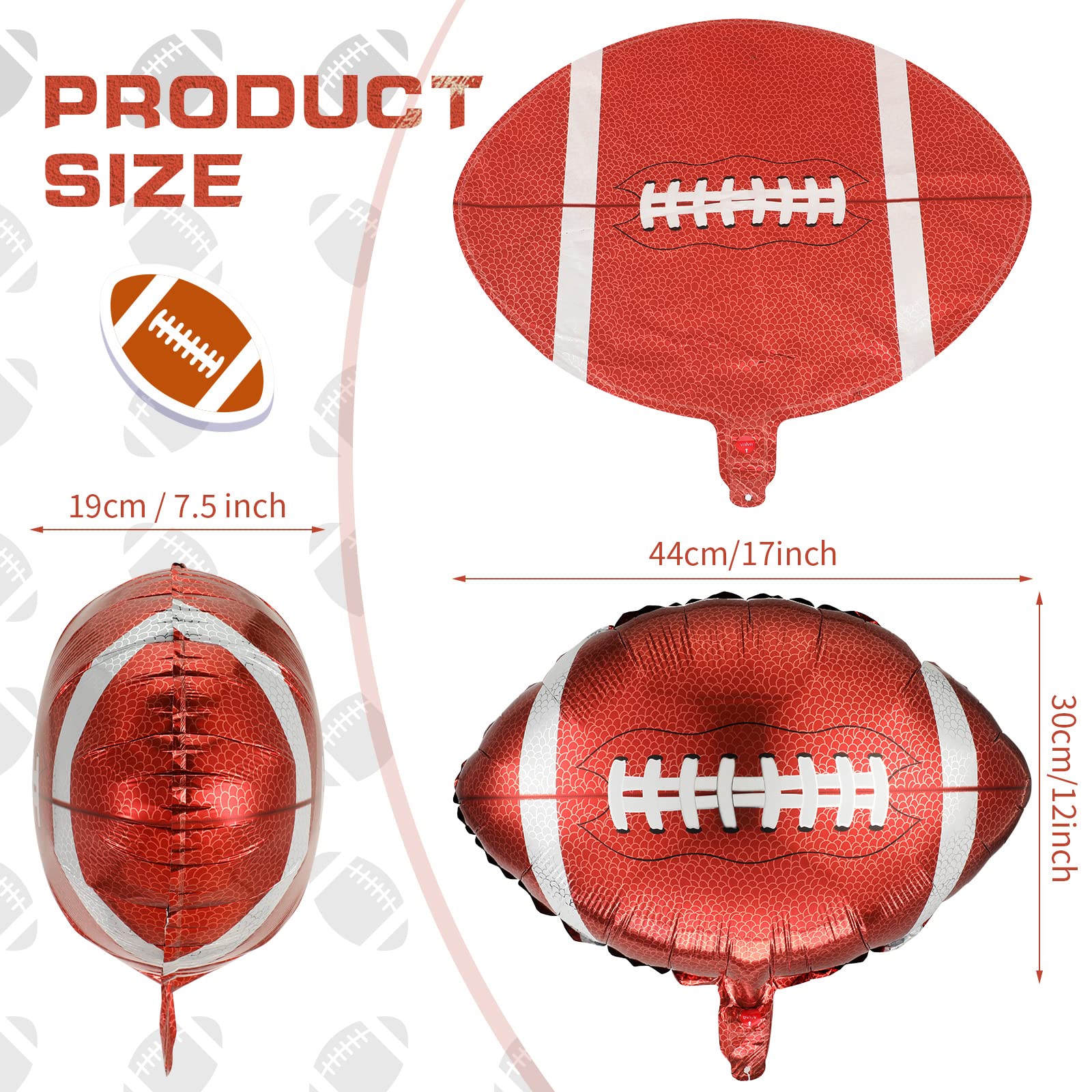 20 Pcs Football Balloons Foil Field Football Party Decorations Aluminum Foil Football Shaped Sports Balloons for Sport Themed Birthday Party Decor (22 Inch)