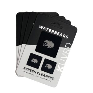 kuvrd waterbear - universal screen cleaners - teeny tiny cleaning tools for your lenses & screens - 4-pack - (4-pad sets)
