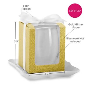 kate aspen, gold shimmer display gift box, gift/party favor, can hold 15 oz. stemless wine glass (set of 20)
