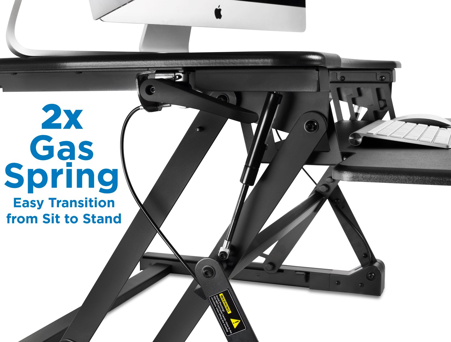 Mount-It! Height Adjustable Standing Desk Converter | 35” Wide Desktop | Sit-Stand Desk with Gas Spring Handle | Stand Up Computer Workstation Fits Dual Monitors | Black (MI-7955)