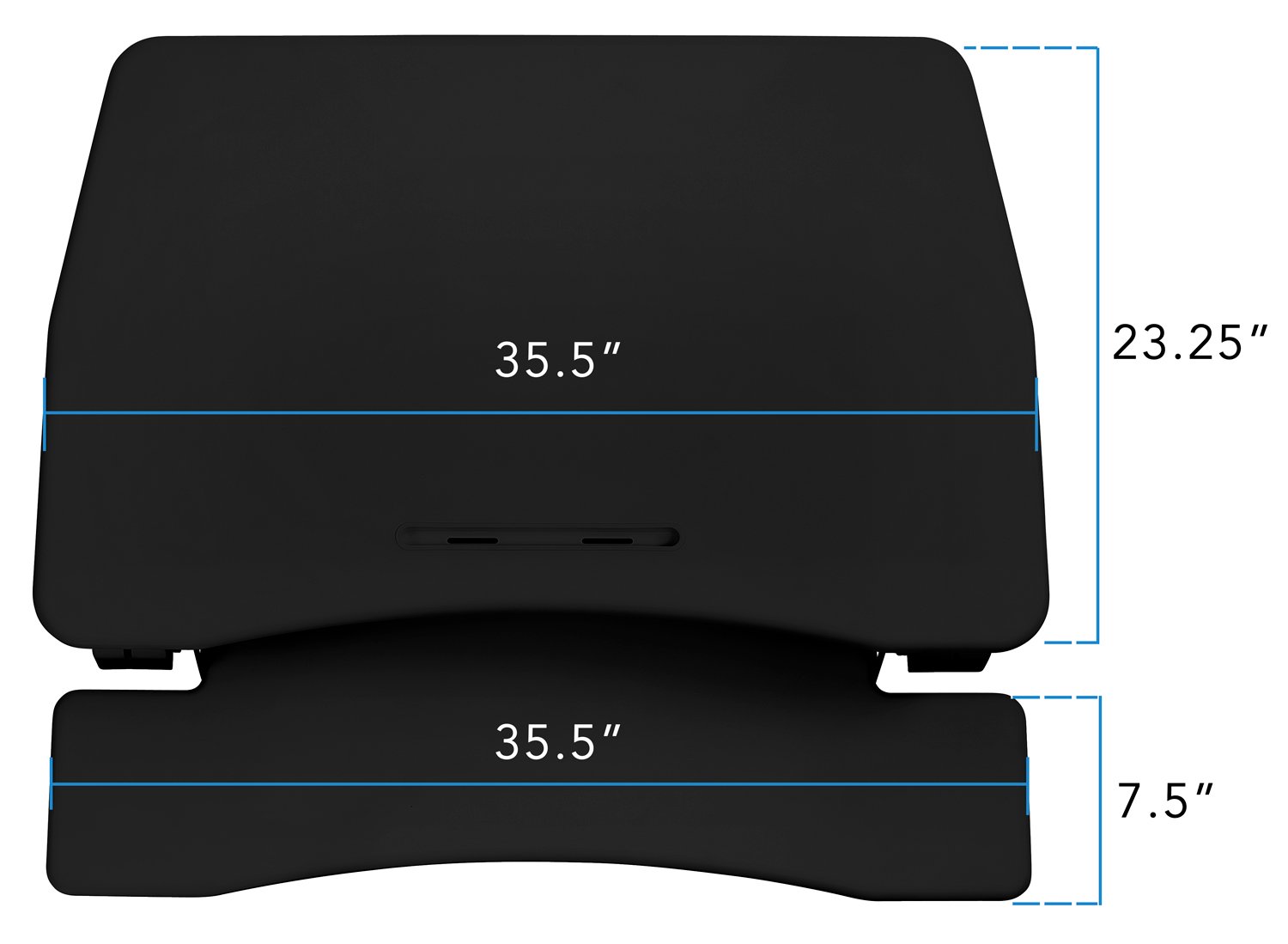 Mount-It! Height Adjustable Standing Desk Converter | 35” Wide Desktop | Sit-Stand Desk with Gas Spring Handle | Stand Up Computer Workstation Fits Dual Monitors | Black (MI-7955)