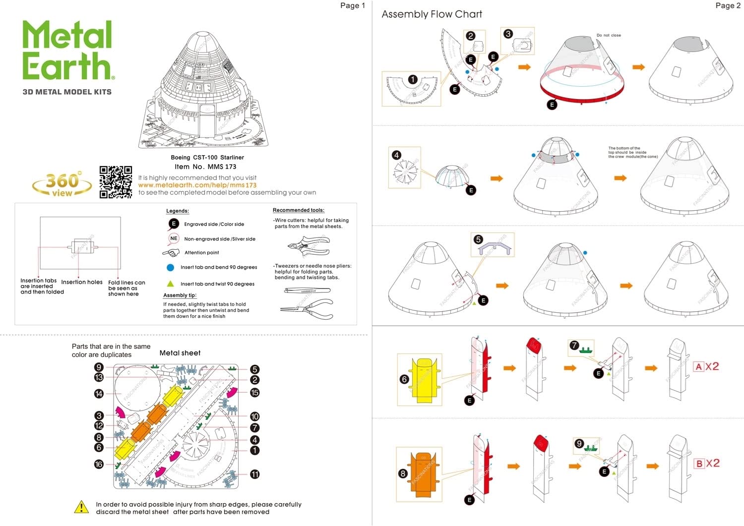 Metal Earth Boeing CST-100 Starliner 3D Metal Model Kit Bundle with Tweezers Fascinations