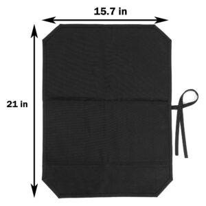 Chef Knife Roll Bag, Knife Bag with 5 Slots, Specialized Cut-Resistant Fabric Lining, Heavy Duty 16oz Waxed Canvas Knife Roll Case | Black | 21"L x 15.5"W