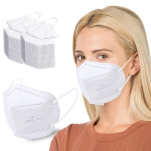 pruk 50 pack kn95 face masks, 5 ply protective kn95 mask for adults, cup dust face mask kn95, protective respiratorary mask kn95 for women and men