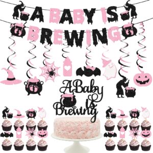 halloween baby shower party decorations girl pink and black glitter a baby is brewing banner a baby is brewing baby shower decorations baby brewing halloween shower decorations