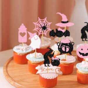 Halloween Baby Shower Party Decorations Girl Pink and Black Glitter A Baby Is Brewing Banner A Baby is Brewing Baby Shower Decorations Baby Brewing Halloween Shower Decorations