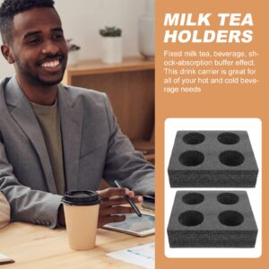 Ipetboom 2pcs 4 Hole Cup Holder Drinking Cup Carrier Holes Cup Holders 4 Cup Drink Carrier Drink Takeout Holder Tea Holders Takeout Cup Carrier Cold Small Counter Pearl Cotton Travel Coffee