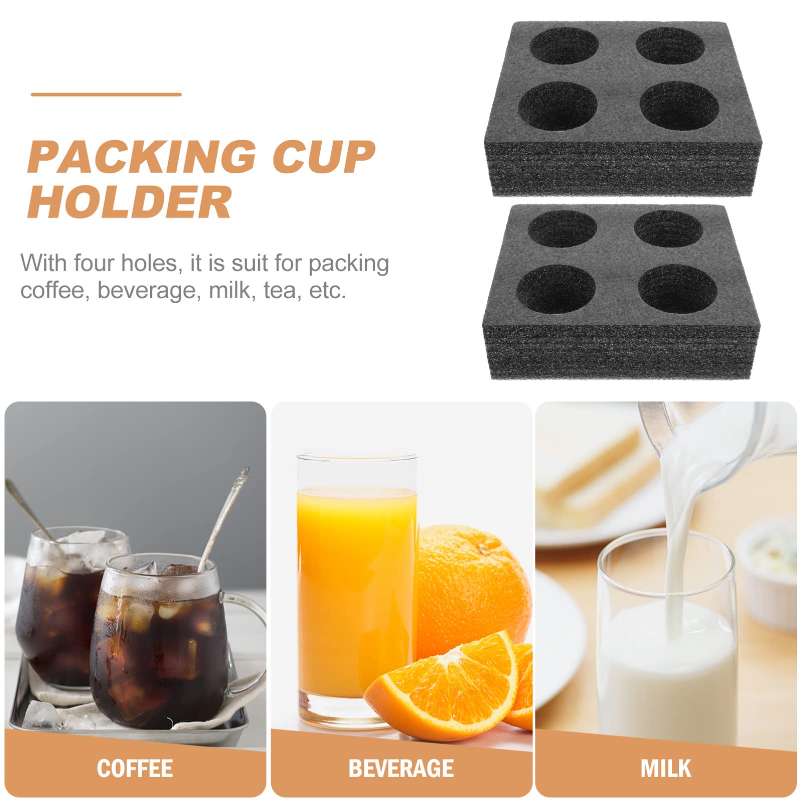 Ipetboom 2pcs 4 Hole Cup Holder Drinking Cup Carrier Holes Cup Holders 4 Cup Drink Carrier Drink Takeout Holder Tea Holders Takeout Cup Carrier Cold Small Counter Pearl Cotton Travel Coffee