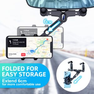 Phone Mount for Car, 360° Rotatable and Retractable Car Phone Holder Mount Free Adjustment Rear View Mirror Phone Holder for Car Universal Rearview Mirror Cell Phone Car Mount Fit for All Smartphones