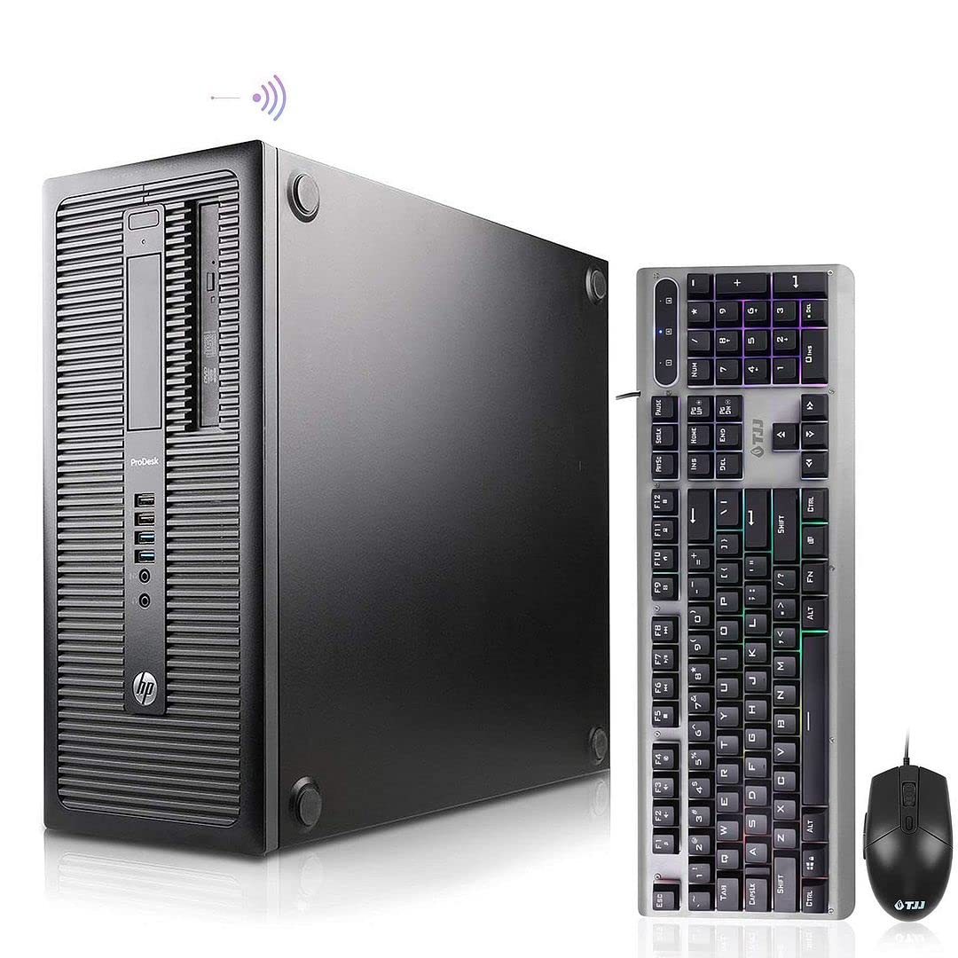 HP i7 ProDesk 600 G1 Tower 32GB Ram 1TB SSD Built in WiFi Desktop PC BT HDMI VGA USB DP DVDRW Win10 Pro Dual Monitor Supported New TJJ Wired Keyboard Mouse + TJJ Mouse Pad(Renewed)