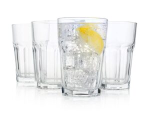 history company french bistro tempered water glass (all-purpose drinking tumbler), 4-piece set (gift box collection)