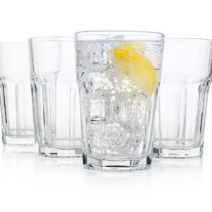 HISTORY COMPANY French Bistro Tempered Water Glass (All-Purpose Drinking Tumbler), 4-Piece Set (Gift Box Collection)