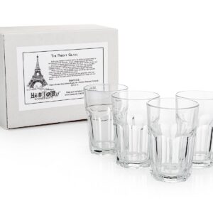 HISTORY COMPANY French Bistro Tempered Water Glass (All-Purpose Drinking Tumbler), 4-Piece Set (Gift Box Collection)