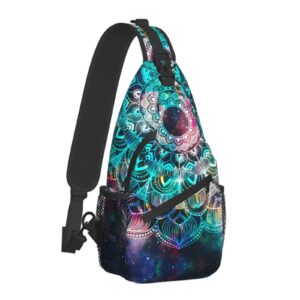 jumou galaxy mandala sling bag crossbody backpack women men travel chest bag casual outdoor sports running hiking
