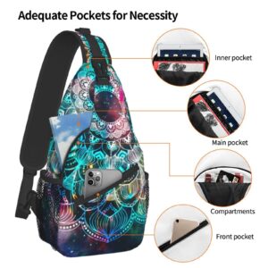 Jumou Galaxy Mandala Sling Bag Crossbody Backpack Women Men Travel Chest Bag Casual Outdoor Sports Running Hiking