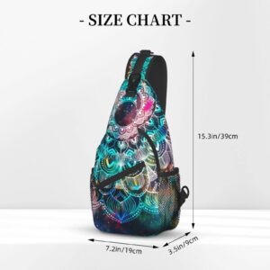 Jumou Galaxy Mandala Sling Bag Crossbody Backpack Women Men Travel Chest Bag Casual Outdoor Sports Running Hiking