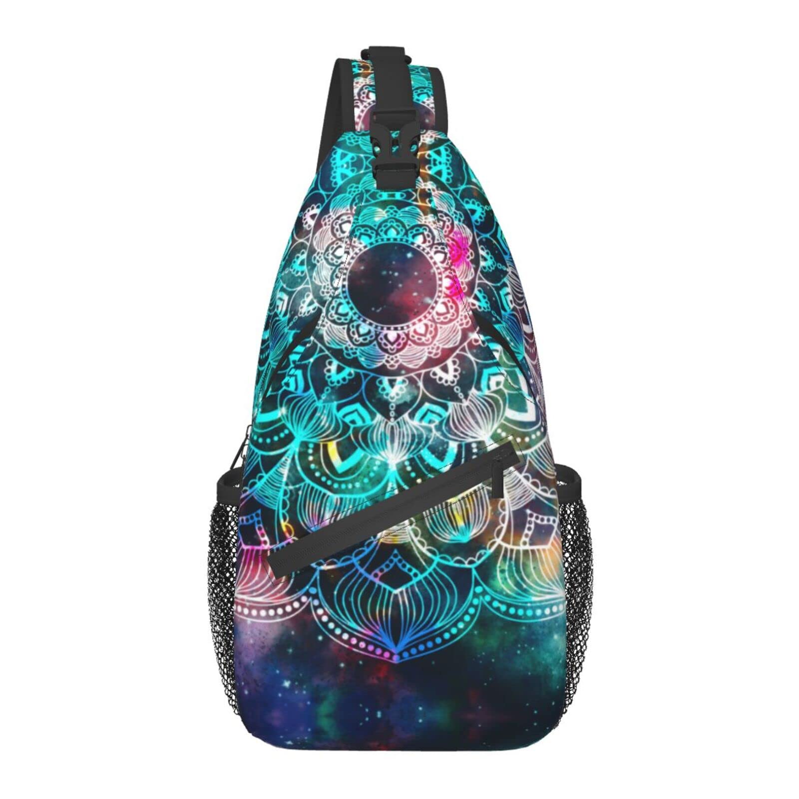 Jumou Galaxy Mandala Sling Bag Crossbody Backpack Women Men Travel Chest Bag Casual Outdoor Sports Running Hiking