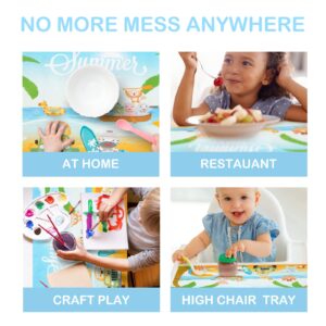 Table Disposable Stick-on Placemats 40 Count for Children Kids Baby Portable Dining Topper Restaurants Mats 12" x 18" Travel Essentials for Toddlers Summer Time Design 10 Sheet Individually Wrapped