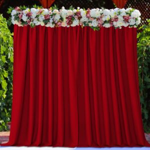 joydeco red backdrop curtain for parties, photography backdrop drapes for wedding background decorations, wrinkle free 5ft x 10ft set of 2 panels curtains with rod pockets