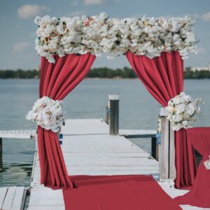 Joydeco Red Backdrop Curtain for Parties, Photography Backdrop Drapes for Wedding Background Decorations, Wrinkle Free 5ft x 10ft Set of 2 Panels Curtains with Rod Pockets