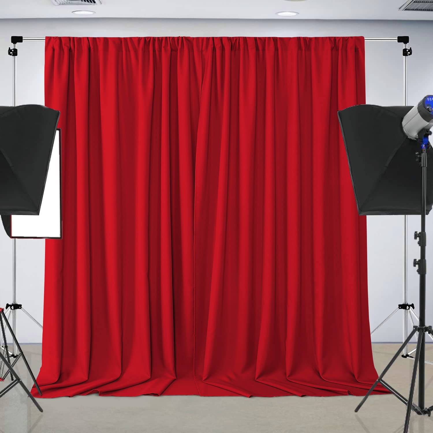 Joydeco Red Backdrop Curtain for Parties, Photography Backdrop Drapes for Wedding Background Decorations, Wrinkle Free 5ft x 10ft Set of 2 Panels Curtains with Rod Pockets