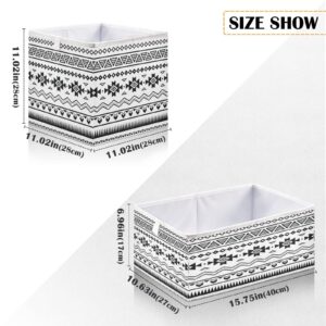 Kigai Rectangular Storage Bin Tribal Aztec Navajo Black Foldable Storage Basket Toy Storage Box for Home Organizing Shelf Closet Bins, 15.8 x 10.6 x 7-Inch