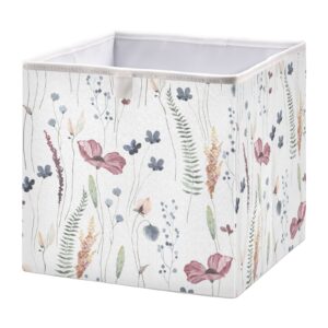 Kigai Wildflower Cube Storage Bins - 11x11x11 In Large Foldable Storage Basket Fabric Storage Baskes Organizer for Toys, Books, Shelves, Closet, Home Decor