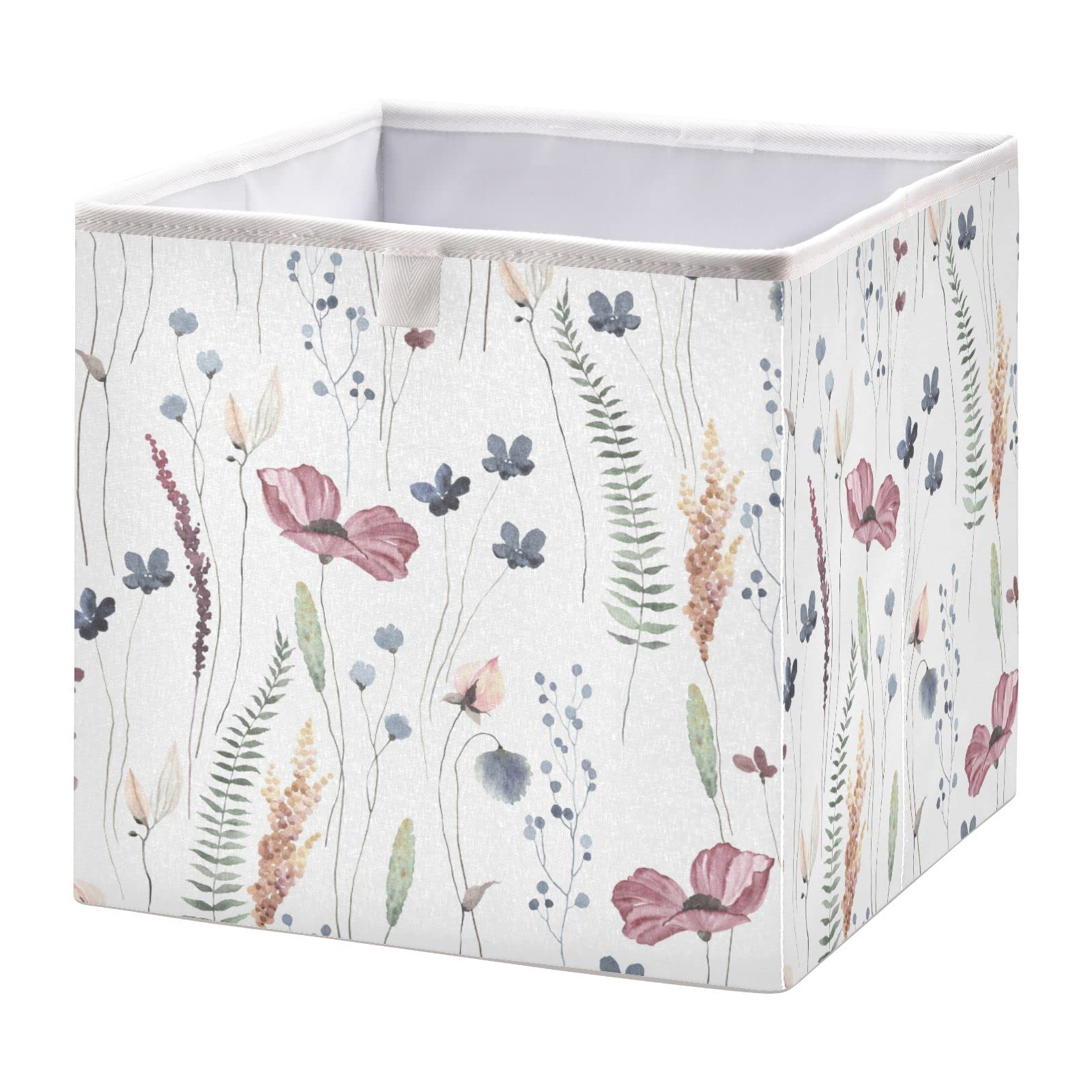 Kigai Wildflower Cube Storage Bins - 11x11x11 In Large Foldable Storage Basket Fabric Storage Baskes Organizer for Toys, Books, Shelves, Closet, Home Decor