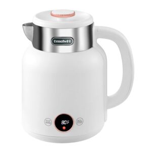 dmofwhi 5-presets electric kettle temperature control with led display, hot water kettle electric of 304 stainless steel, keep warm, fast heating electric tea kettle 1.5l(white)
