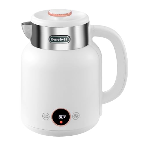 DmofwHi 5-Presets Electric Kettle Temperature Control With LED Display, Hot Water Kettle Electric of 304 Stainless Steel, Keep Warm, Fast Heating Electric Tea Kettle 1.5L(White)