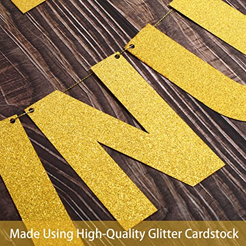 TaoBary 112 Pcs DIY Letter Banner Glitter Customizable Banner Kit Custom Banner Including 107 Letters and Numbers 3 Rope and 2 Light Decor for Birthday Party Baby Shower(Gold)