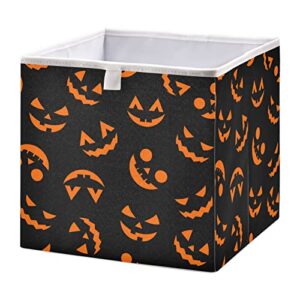 Kigai Halloween Pumpkin Face Cube Storage Bins - 11x11x11 In Large Foldable Storage Basket Fabric Storage Baskes Organizer for Toys, Books, Shelves, Closet, Home Decor