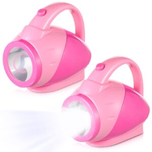 nosiny 2 pieces kids flashlights for toddlers pink girls plastic flashlights with easy grip handle toddlers camping essentials for kids boys girls gifts