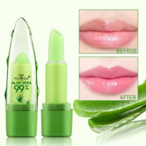 2 Pack Aloe Vera Lipstick, Long Lasting Lip Care Nutritious Plumper Lip Balm, Moisturizer Magic Color Changing Crystal Jelly Lipstick, Lip Gloss Matte Makeup Tinted Lip Balm (Green A)