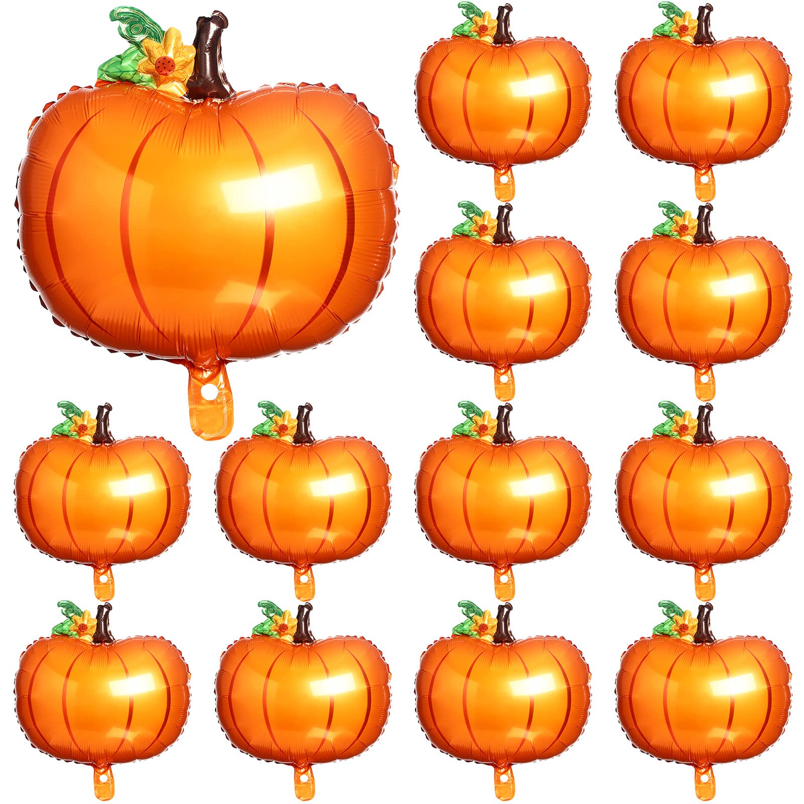 12 Pcs Pumpkin Balloons Thanksgiving Foil Pumpkin Balloons Foil Fall Balloon Large Thanksgiving Balloons Decoration for Baby Shower Birthday Autumn Harvest Thanksgiving Party Supplies