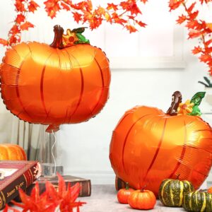 12 Pcs Pumpkin Balloons Thanksgiving Foil Pumpkin Balloons Foil Fall Balloon Large Thanksgiving Balloons Decoration for Baby Shower Birthday Autumn Harvest Thanksgiving Party Supplies