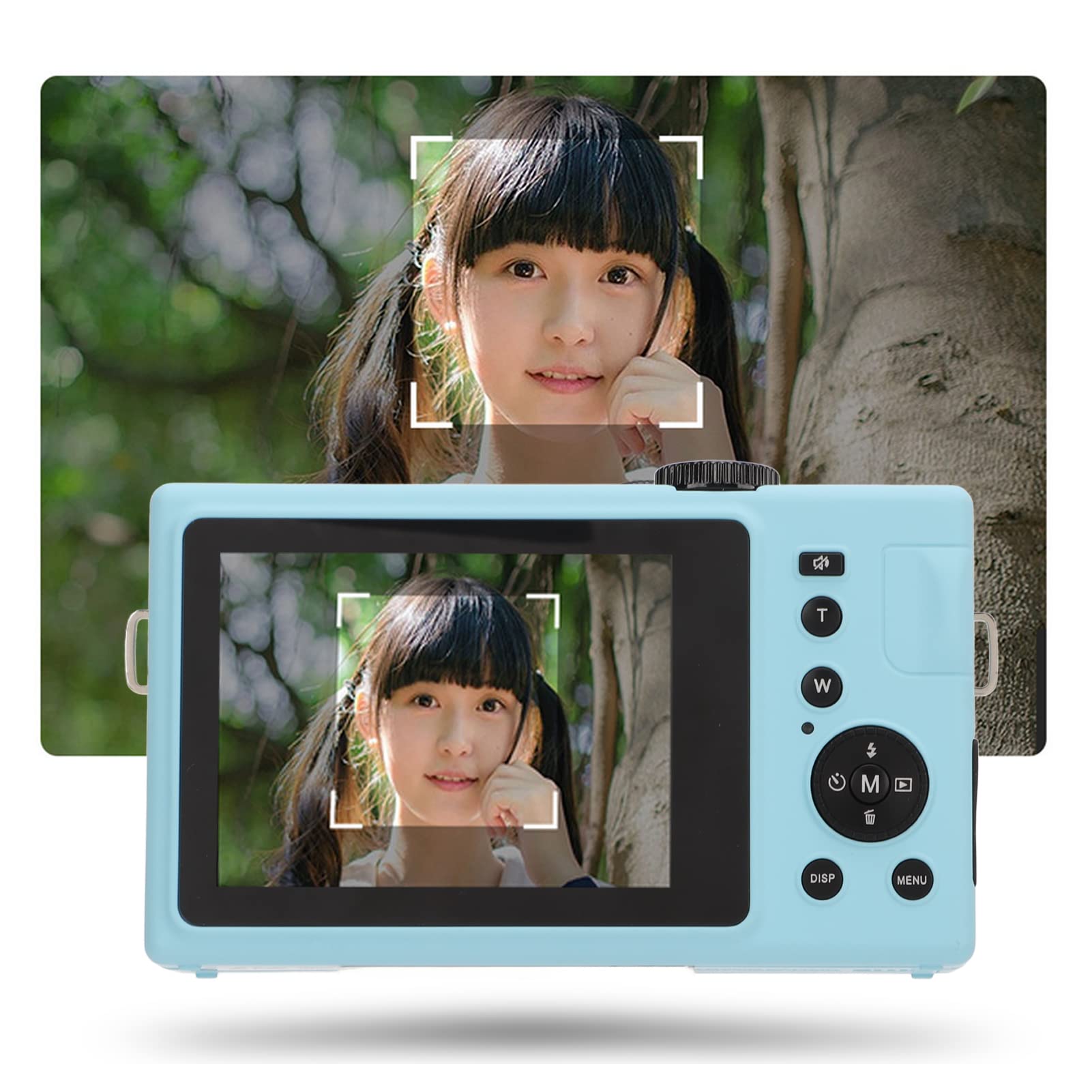 16X Digital Camera, 3 inch TFT LCD 24MP Portable 1080P FHD Micro Single Camera, 1500mAh Rechargeable, for Beginners, Children, Teenagers, Friends(Blue)