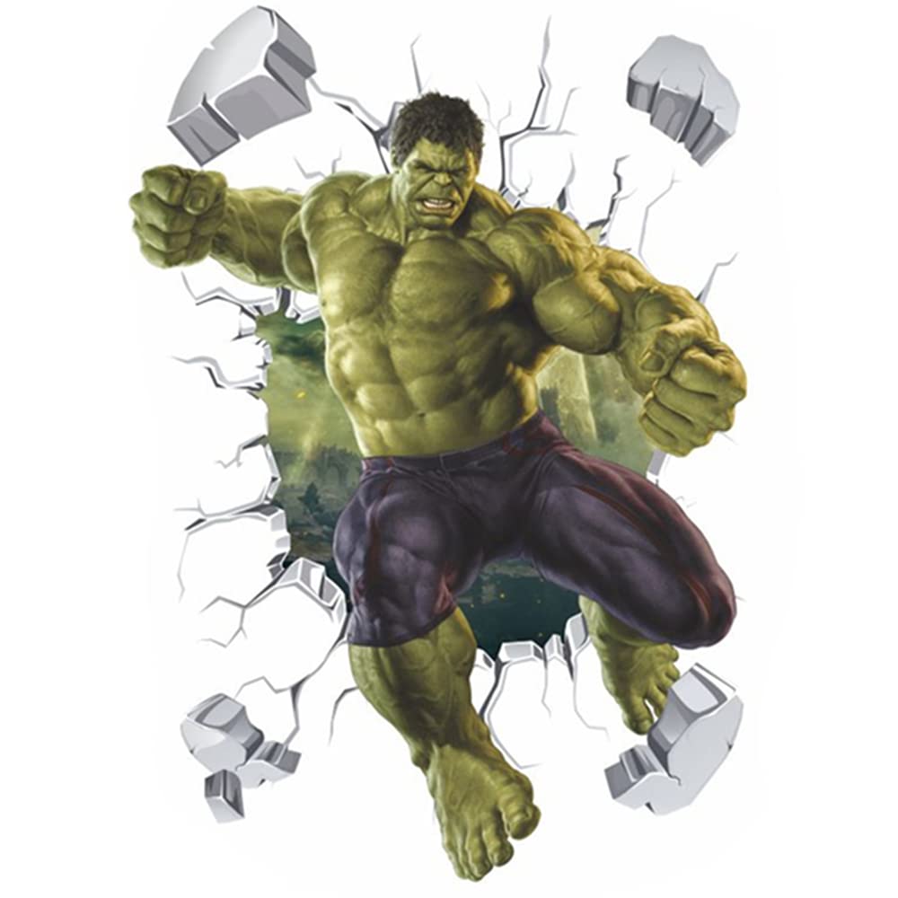 AOLIGL Avengers Hulk Wall Stickers DIY Violent Muscle Monster Hulk Giant Wall Decal Children's Cartoon Bedroom Background Wall Decoration Self-Adhesive Wall Sticker (Size 17.7 * 23.7 inch)