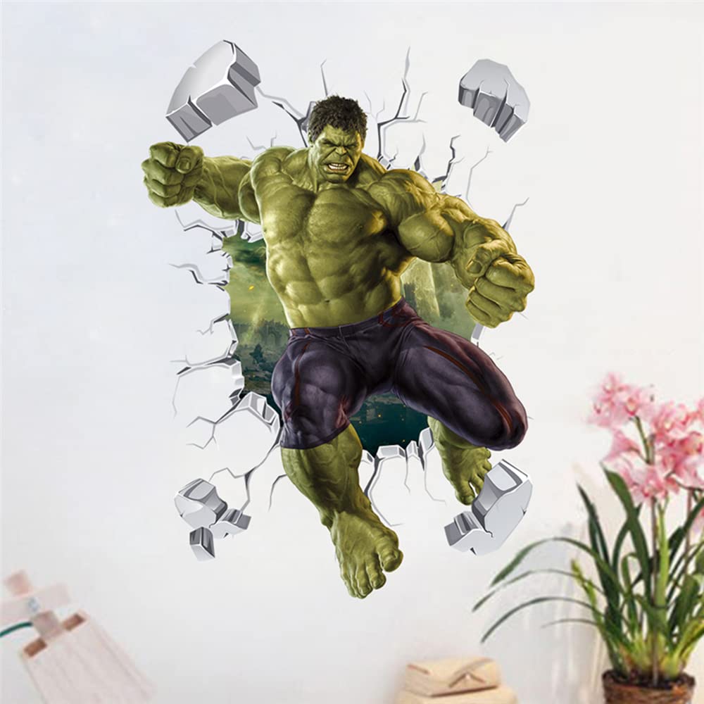 AOLIGL Avengers Hulk Wall Stickers DIY Violent Muscle Monster Hulk Giant Wall Decal Children's Cartoon Bedroom Background Wall Decoration Self-Adhesive Wall Sticker (Size 17.7 * 23.7 inch)